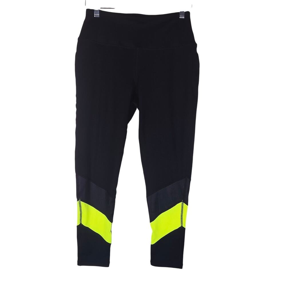 BCBGMaxazria Black Yellow Athletic Hiking Women's Leggings L